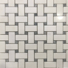 Tashos White Marble Basketweave Mosaic Grey Dots Honedsplash Tile