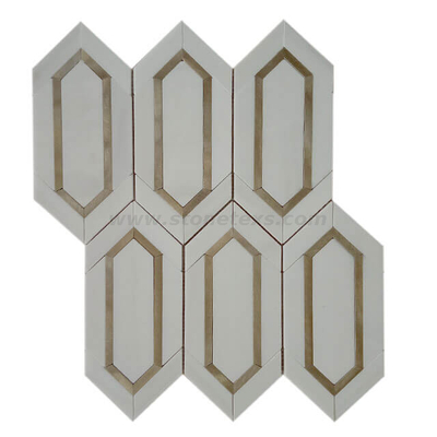 Доломитовый белый мрамор и золотые алюминиевые мозаичные плитки из пикета